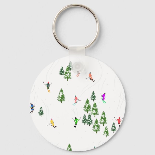 Porte-clés Freeride Skieurs alpins Ski illustration Ski (Recto)