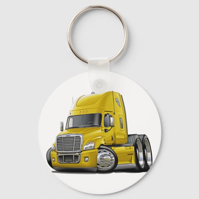 Porte-clés Freightliner Cascadia Camion jaune (Recto)