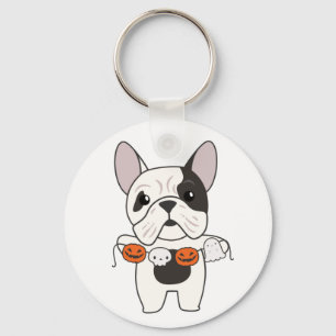 Porte-clés French Bulldog Happy Halloween Costume de chien Ke