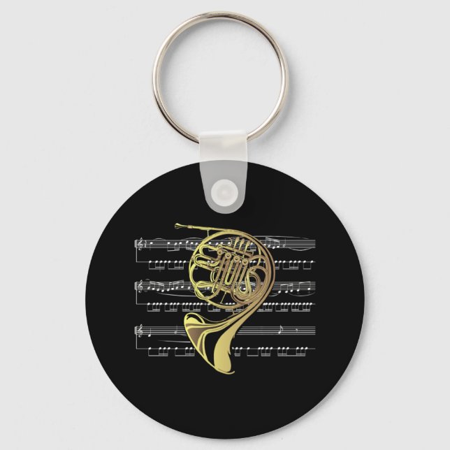 Porte-clés French Horn avec Partition Music ~ Arrière - plan  (Recto)