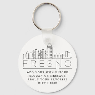 Porte-clés Fresno, Californie Stylisé Skyline  Custom Slogan