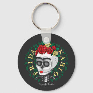 Porte-clés Frida Kahlo   Crâne avec couronne Rose