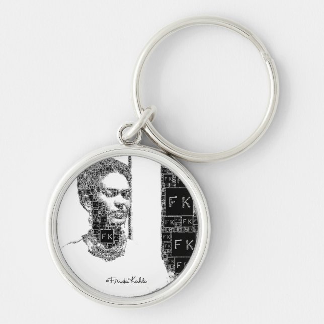 Porte-clés Frida Kahlo Portrait noir et blanc (Devant)