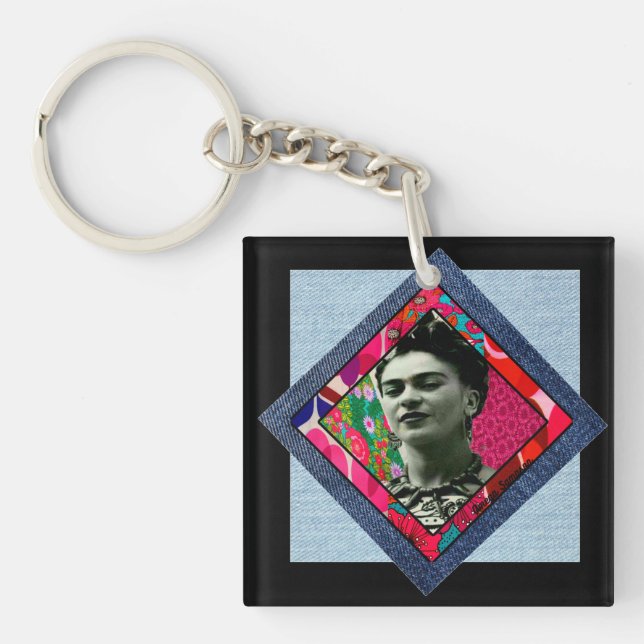 Porte-clés Frida Kahlo Retro Pink Denim (Devant)
