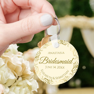 Porte-clés Frills or sur Cream Bridesmaid Mariage cadeau