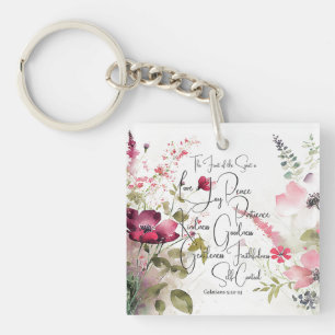 Porte-clés Fruit de l'Esprit rose floral