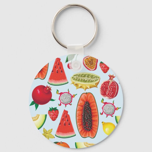 Porte-clés Fruits Exotiques : Imprimé tendance sans couture. (Recto)