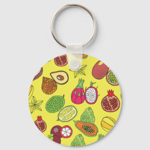 Porte-clés Fruits exotiques tropicaux Motif à main