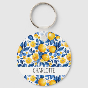 Porte-clés Fruits tropicaux Motifs de citron Nom personnalisé