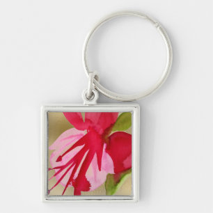 Porte-clés Fuchsia rose pop art aquarelle fleur
