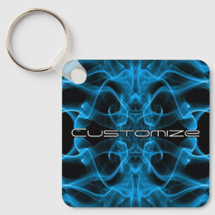Porte-clés Fumée Bleue Lunatique Art Abstrait Personnalisé