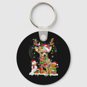 Porte-clés Fun Chihuahua Noël Chien moche Santa Hat Lumières
