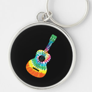 Porte-clés Fun Hippie Rainbow Tie Dye Acoustic Guitar Premium