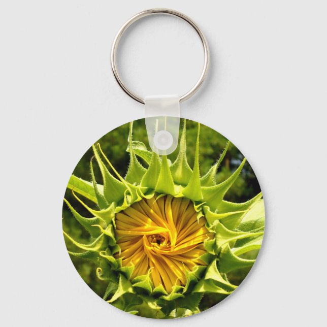 Porte-clés Fun jaune floral tournesol (Recto)