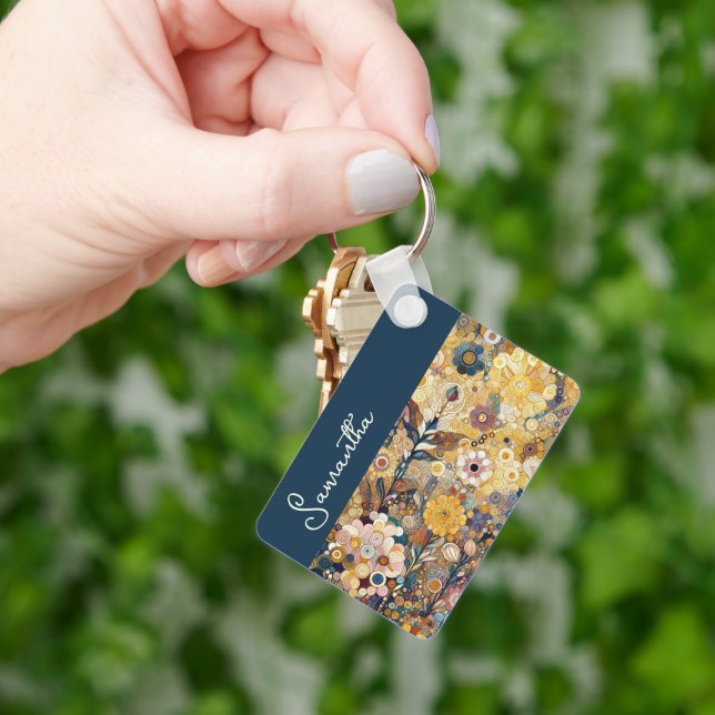 Porte-clés Fun violet violet rose Batik Cercles Art Motif (main)