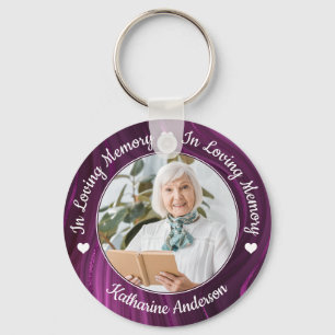 Porte-clés Funéraire Amour Mémoire personnalisée Photo Violet