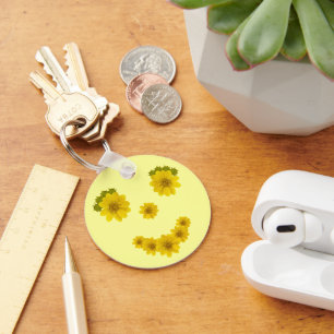 Porte-clés Funky Yellow Fleur sauvage Smile