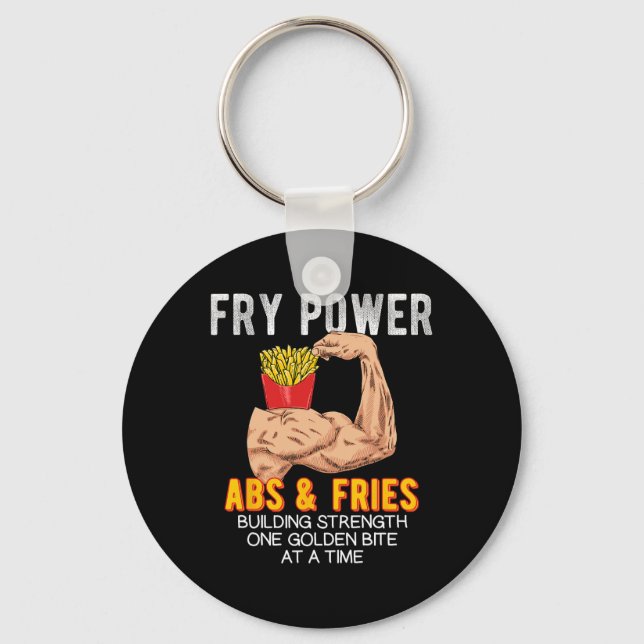 Porte-clés Funny Abs Exercice Fries Français Muscle Building  (Recto)