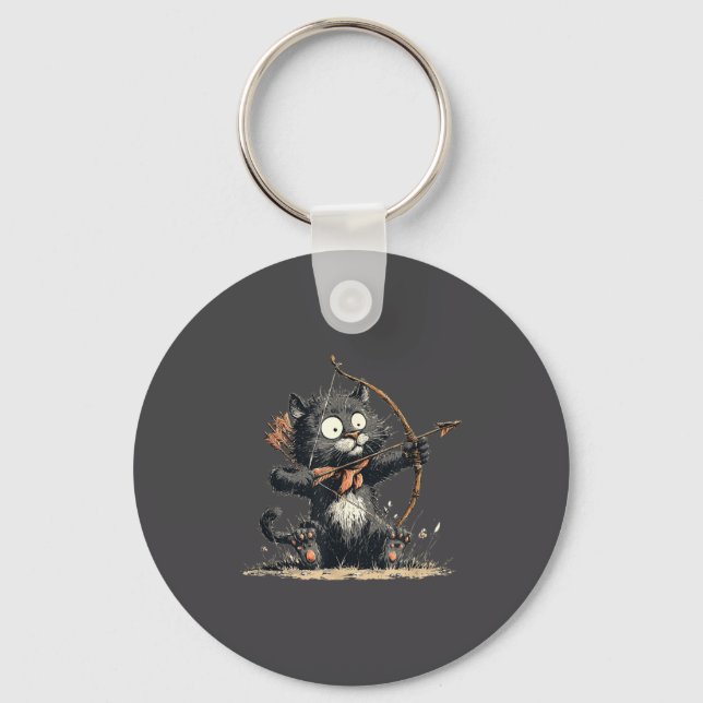 Porte-clés Funny Archer Cat With Bow And Arrow Graphic Costum (Recto)
