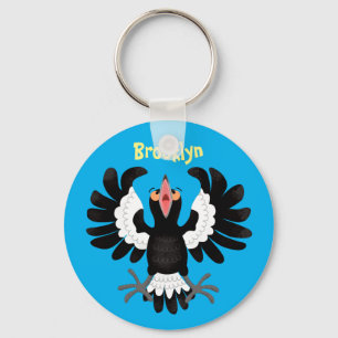 Porte-clés Funny Australian magpie cartoon illustration