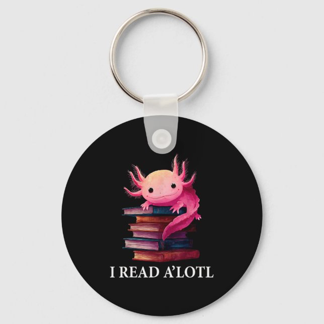 Porte-clés Funny Axolotl Book Lover Librarian Reading Library (Recto)