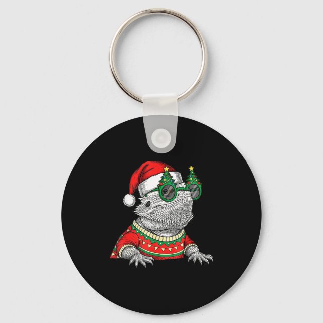 Porte-clés Funny Bearded Dragon Santa Hat Christmas  (Recto)