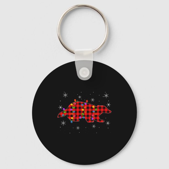 Porte-clés Funny Buffalo Plaid Family Matching Badger Christm (Recto)