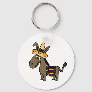 Porte-clés Funny Burro avec Sombrero et couverture