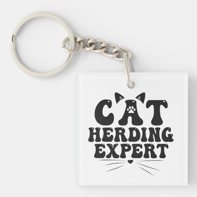 Porte-clés Funny Cat Herding Expert humoristique Animal Amour (Devant)