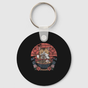 Porte-clés Funny Chat Ramen Graphic Tee Japonais Kawaii Anime