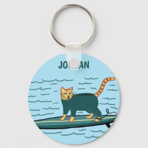 Porte-clés Funny Check MEOWT Surfing Cat CUSTOM