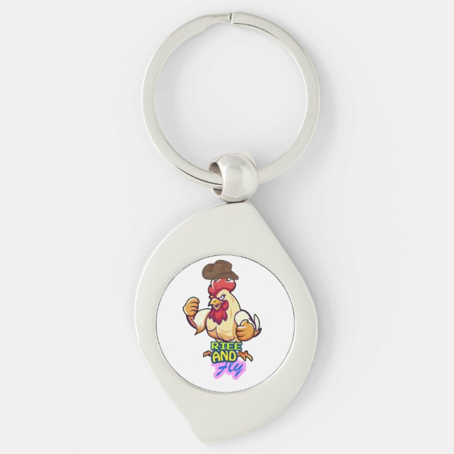 Porte-clés Funny Chicken Rise and Fly” T-Shirt (Devant)