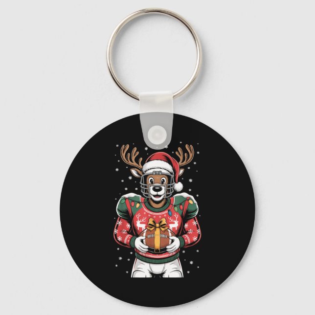 Porte-clés Funny Christmas Football Reindeer  (Recto)