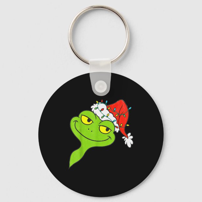 Porte-clés Funny Christmas Frog Wearing Santa Hat And Lights  (Recto)