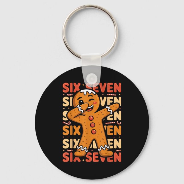 Porte-clés Funny Christmas Gingerbread Cookie Dab Six Seven 6 (Recto)