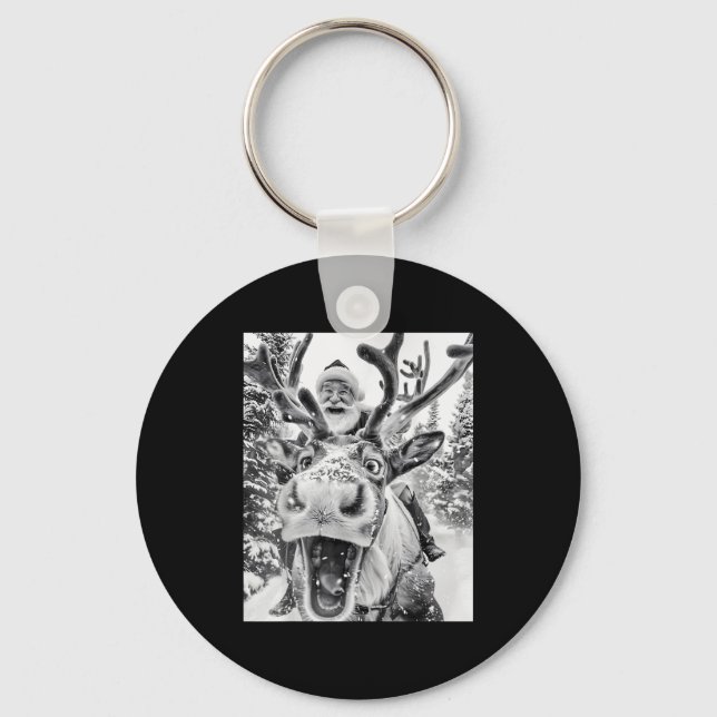 Porte-clés Funny Christmas Reindeer Selfie Santa Claus Xmas S (Recto)