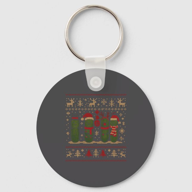 Porte-clés Funny Ckles Christmas Lights Santa Hat Xmas Ugly S (Recto)