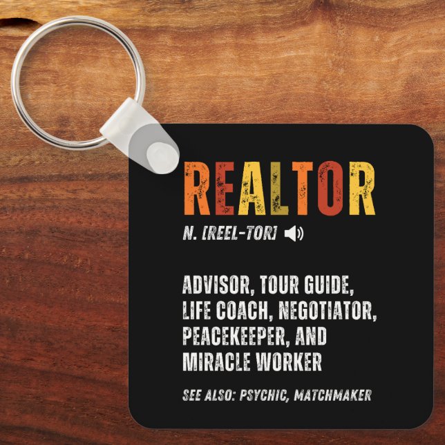 Porte-clés Funny Courtier immobilier Realtor (Recto)