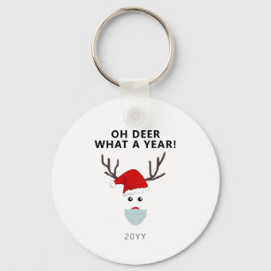 Porte-clés Funny Covid Christmas Reindeer Wearing Face Mask