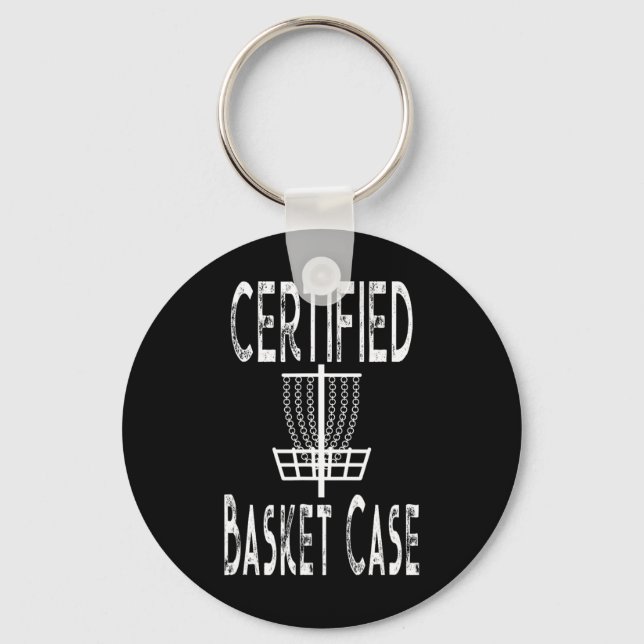 Porte-clés Funny Disc Golf Player Certified Basket Case  (Recto)