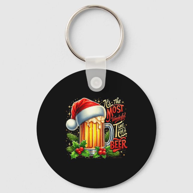 Porte-clés Funny Drinking Christmas Santa Beer Lovers Trend N (Recto)