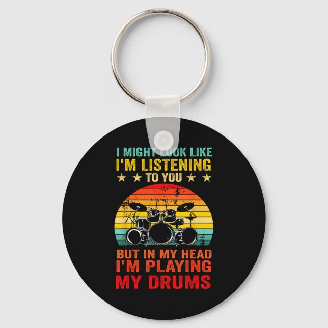 Porte-clés Funny Drummer Men Women Drumline Drumming Musical  (Recto)