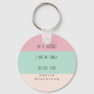 Porte-clés Funny enseignant colorblock personnalisé