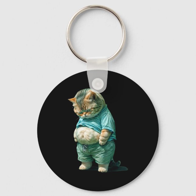 Porte-clés Funny Fat Cat Ia Art Design Print  (Recto)