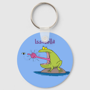 Porte-clés Funny frog and fly cartoon