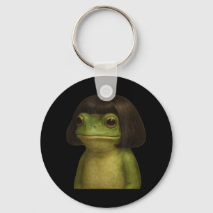 Porte-clés Funny Frog Girl Bob Hair Meme Art