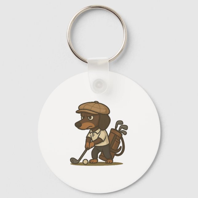 Porte-clés Funny Golfer Gift � Dachshund on the Tee (Recto)