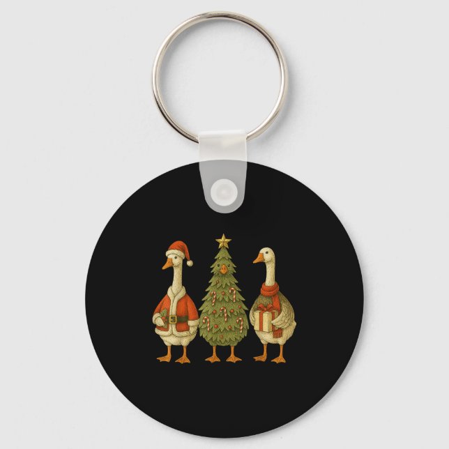 Porte-clés Funny Goose Christmas Lights Goose Cute Xmas Holid (Recto)
