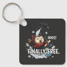 Funny Graduation Owl Finally Free Retro Cartoon