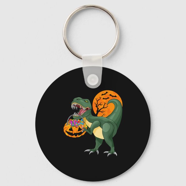 Porte-clés Funny Halloween Dinosaur Pumpkin Y T Rex Boys Kids (Recto)